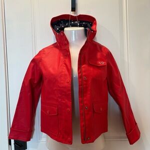 Hollister Red Raincoat with Hood